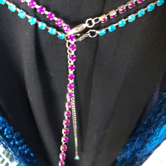 Purple and Turquoise Blue Rhinestone Belts Crystal GUC - Picture 5 of 8